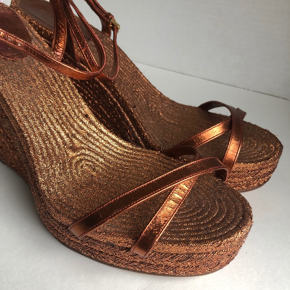 GUCCI Bronze Metallic Lia Espadrilles Wedge Platforms 😍 - Picture 6 of 12